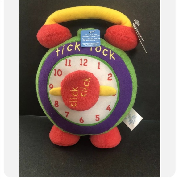 Baby Gund Alarm Clock baby toddler toy Plush With Working Sounds 8” Retired.